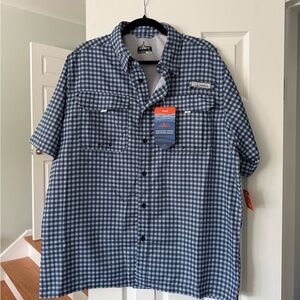 Columbia Men's Navy Checkered Button Down Shirt